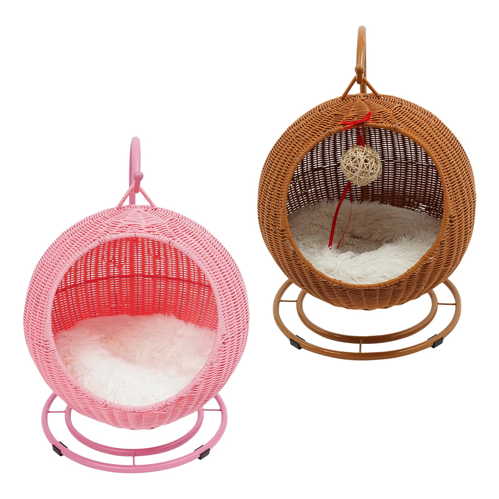 Cat Swing, Cat Chair for Indoor, Cat Basket, Hanging Chair for Cats Within 7.5kg, with Soft Cushion, Hand Weaving Cat Hammock