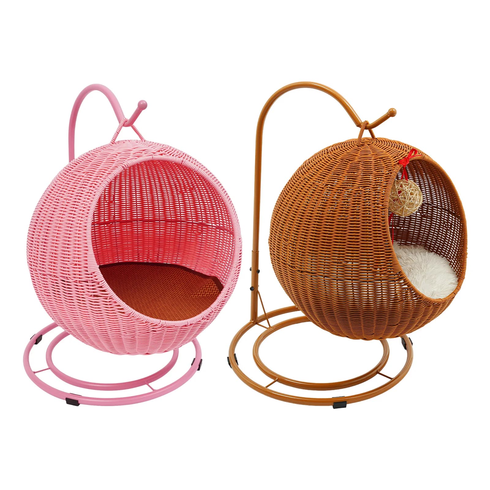 Cat Swing, Cat Chair for Indoor, Cat Basket, Hanging Chair for Cats Within 7.5kg, with Soft Cushion, Hand Weaving Cat Hammock