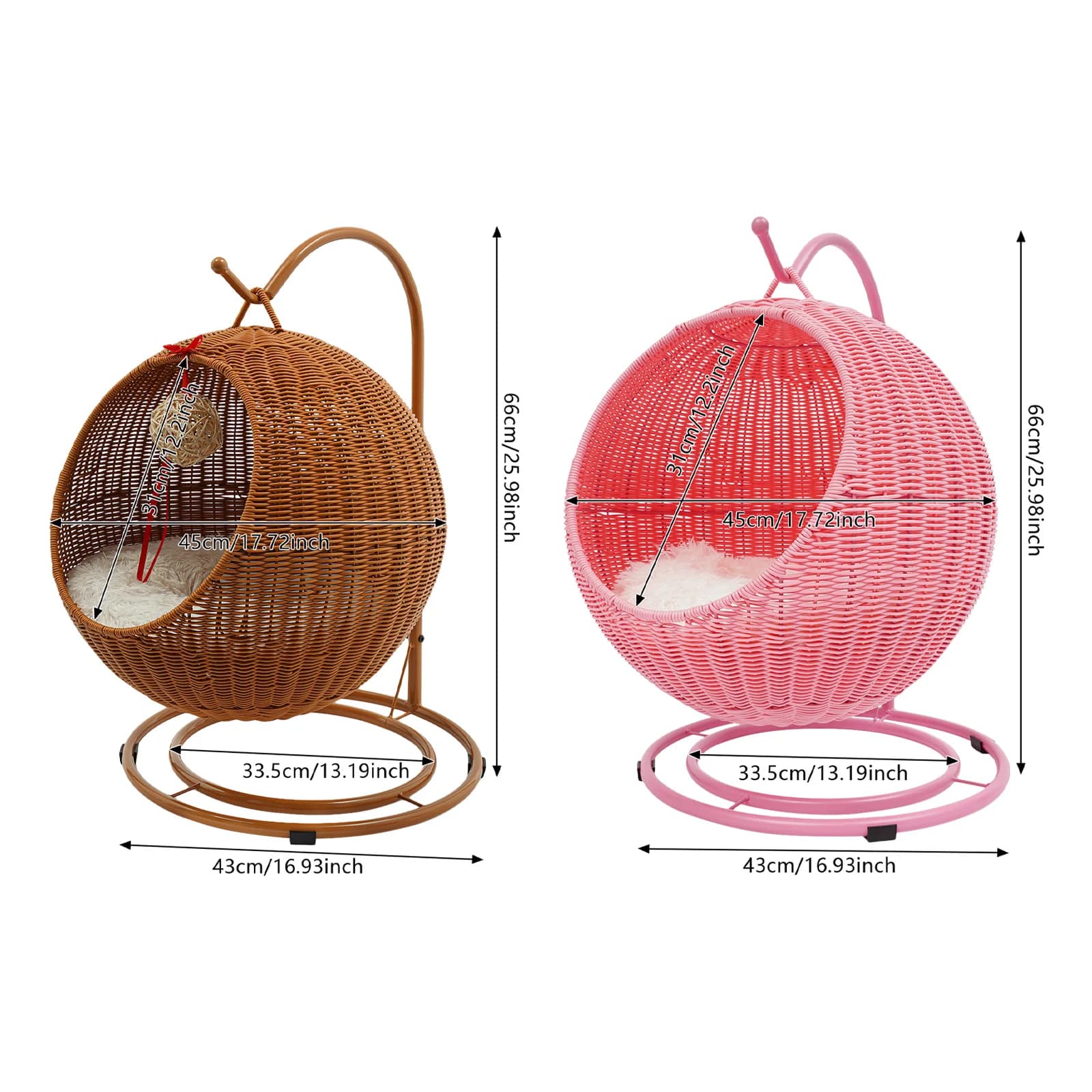 Cat Swing, Cat Chair for Indoor, Cat Basket, Hanging Chair for Cats Within 7.5kg, with Soft Cushion, Hand Weaving Cat Hammock