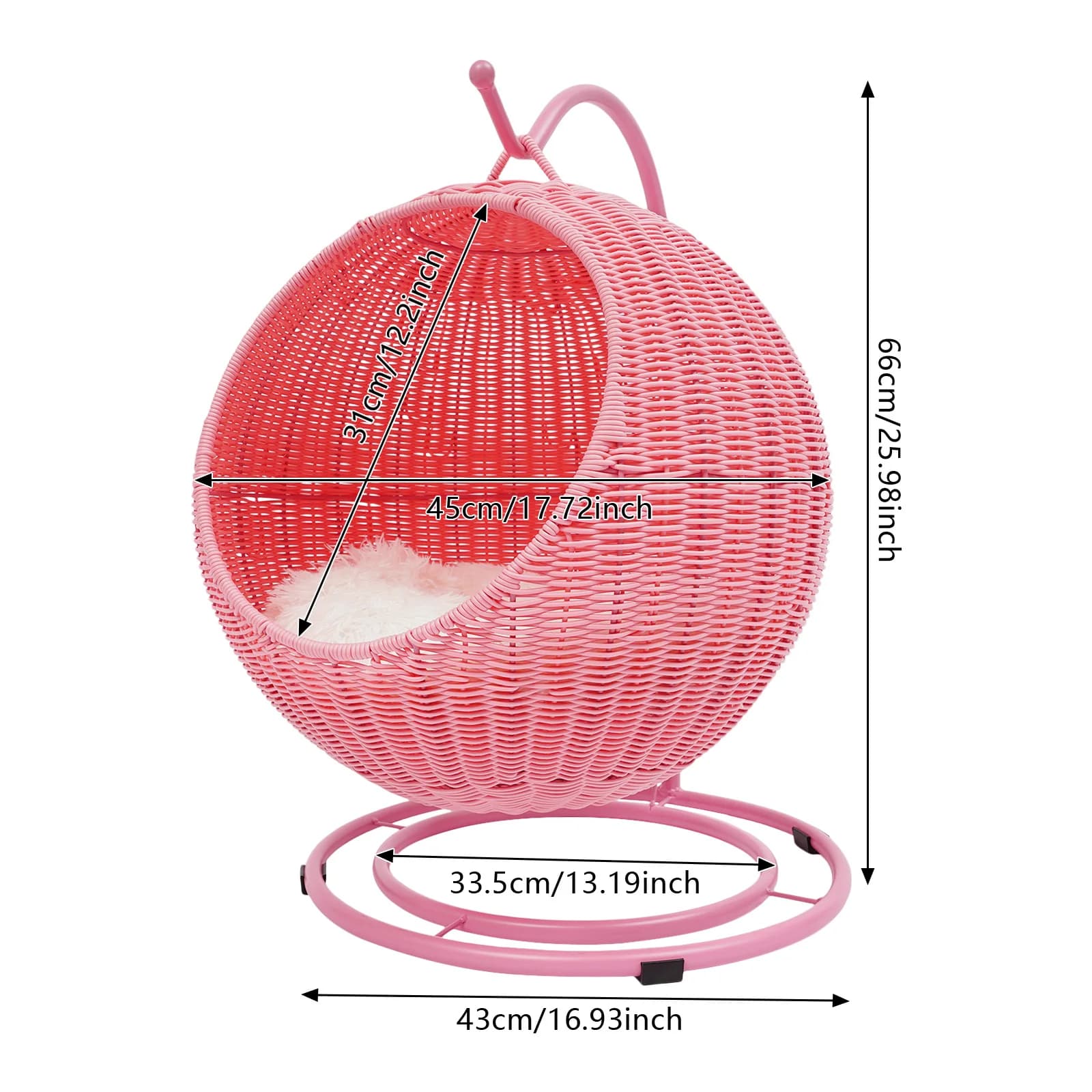 Cat Swing, Cat Chair for Indoor, Cat Basket, Hanging Chair for Cats Within 7.5kg, with Soft Cushion, Hand Weaving Cat Hammock