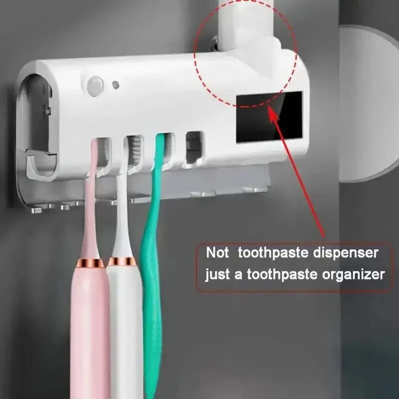 Toothbrush Holder Wall Mounted Solar UV Light Ultraviolet Toothbrush Sterilizer Automatic Toothpaste Holders Bathroom Accessory