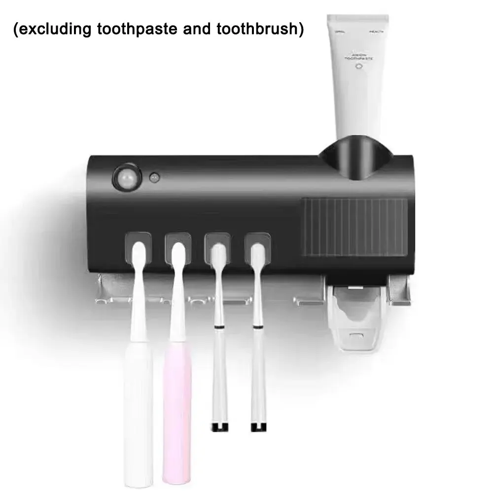 Toothbrush Holder Wall Mounted Solar UV Light Ultraviolet Toothbrush Sterilizer Automatic Toothpaste Holders Bathroom Accessory